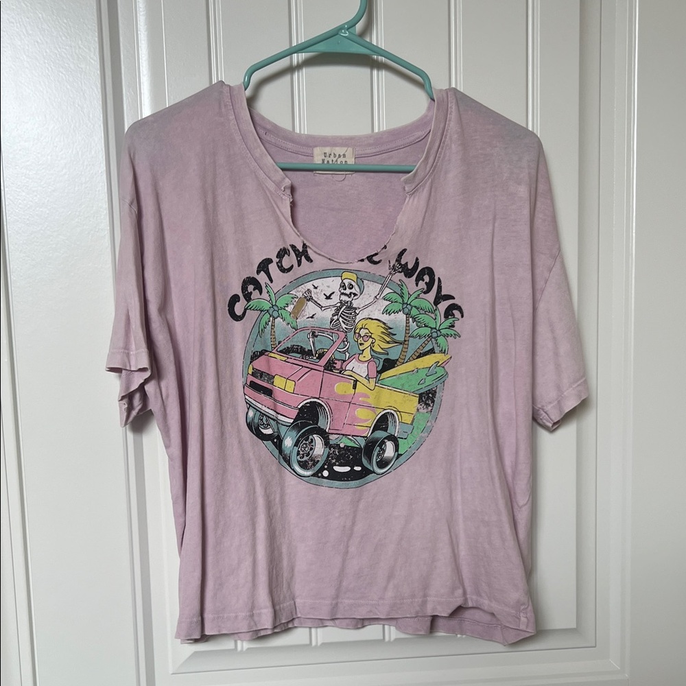 Kids Graphic Tee - Catch the Wave Design - Light Purple